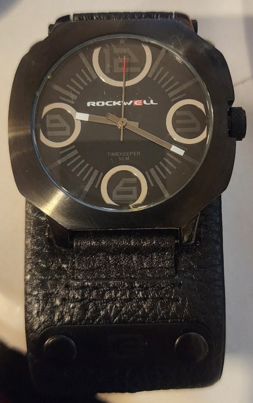 Rockwell Timekeeper Watch Mens Stainless Steel 50m Quartz Analog Black Dial